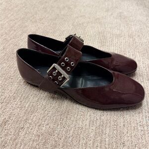 Zara Burgundy Flats with Buckle